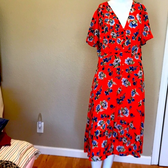 Lulus Dresses & Skirts - Lulus Vintage Floral Orange Dress Sz.M NWT